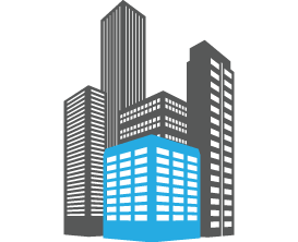 Illustration of business buildings, a form of real estate handled by lawyers Richard Der and Chau Nguyen, who also offer Wills and Estates and corporate legal services.